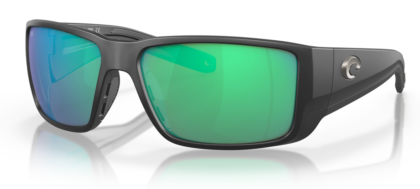 COSTA SUNGLASSES BLACKFIN PRO 11 MATTE BLACK W/GREEN MIRROR 580G