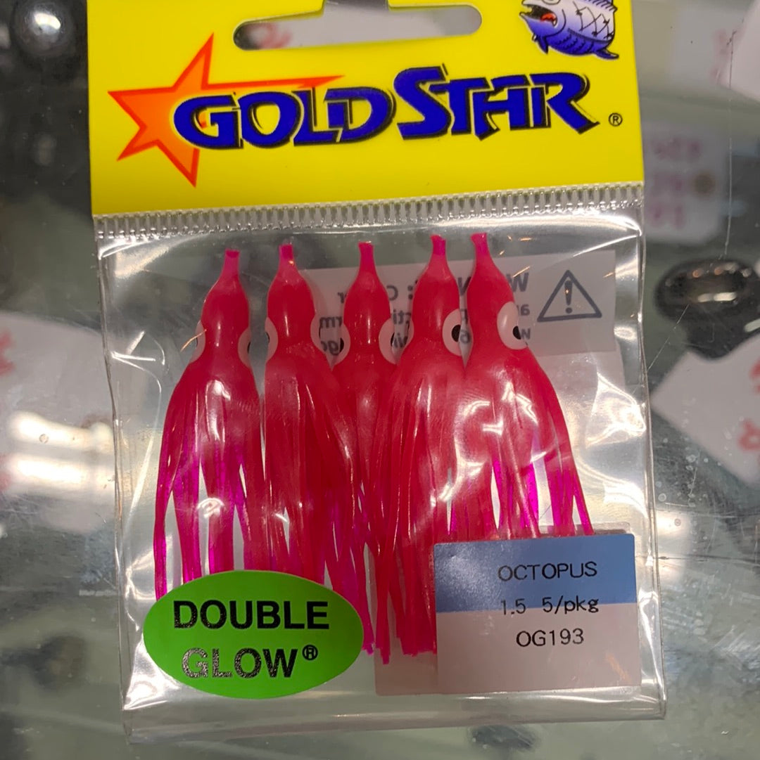 Gold Star octopus, double glow pink