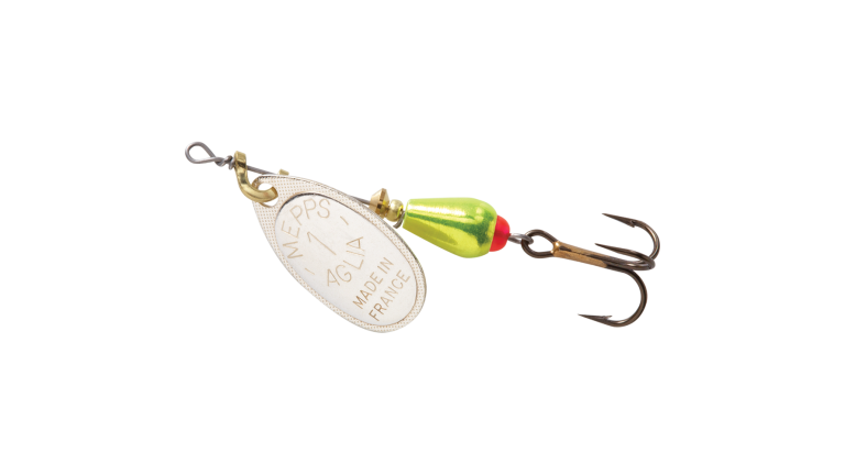MEPPS AGLIA BRITE PLAIN TREBLE SPINNERS 1/4OZ CHART BODY/SILVER BLADE AB3-CHS