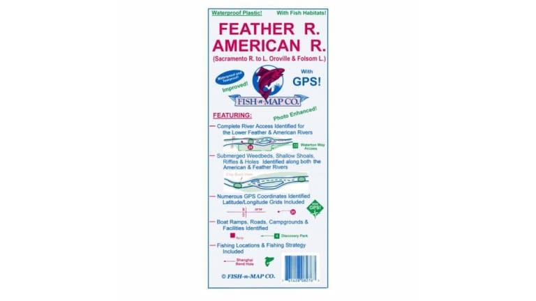 FISH N' MAP WATERPROOF MAP. Feather River and American River