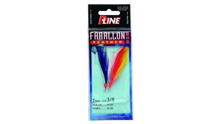 P-LINE FARALLON FEATHER ROCK COD RIG 3/0 MIXED COLORS BLUE RED