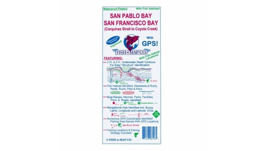FISH N' MAP WATERPROOF MAP San Pablo Bay - San Francisco Bay