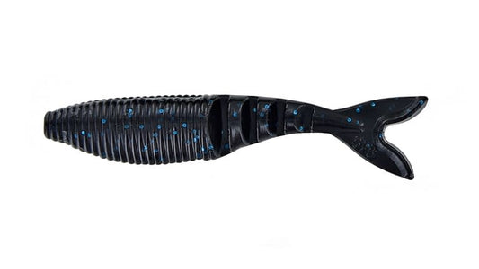 YAMAMOTO ZAKO SWIMBAIT 4" QTY 6  BLACK W/LRG BLUE FLAKE