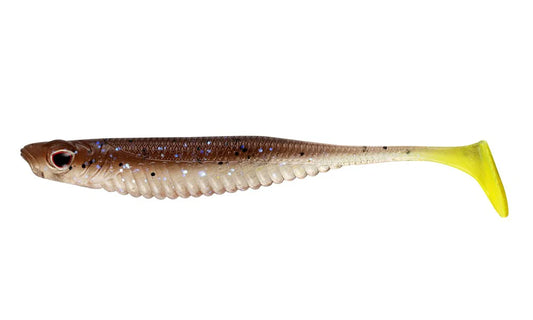 NOMAD DESIGN SPECTRE MINNOW 4" SWIMBAIT - 5 PACK - LIVE OPS BROEWN C HARTREUSE TAIL