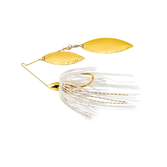 WAR EAGLE Spinnerbait, 1/2oz, #2Willow Hammered, Gold, White Gold, 1pk