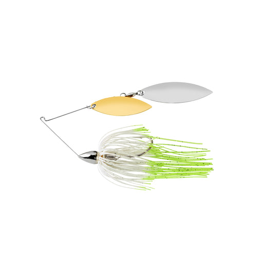 WAR EAGLE Spinnerbait, 3/8oz, #2Willow, Nickel, Hot White Shad, 1pk