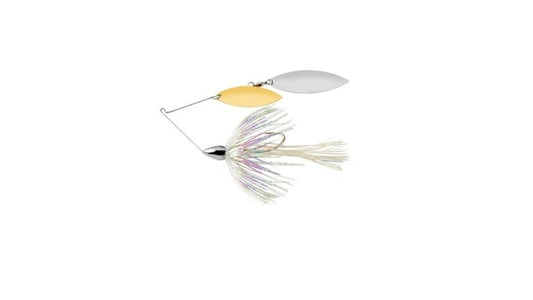 WAR EAGLE NICKEL/GOLD DOUBLE WILLOW SPINNERBAIT HOT WHITE SHAD 3/8