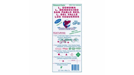 FISH N' MAP WATERPROOF MAP Sonoma/ Mendocino/ Del Valle/San Pablo/Los Vaqueros